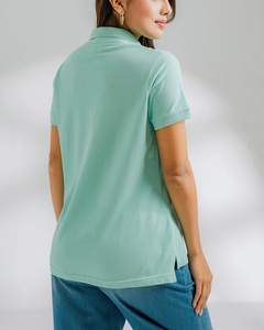 Polo de algodón verde menta para mujer, el más vendido de 2026, manga corta, estampado de letras, informal, transpirable, con logo frontal, tela Oxford - Product Image 2