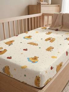 Tencel Premium 40s ™   Sábana de Cuna para Bebé de Lyocell, Acogedora Ropa de Cama para Cuna con Diseño de Capibara - Product Image 5