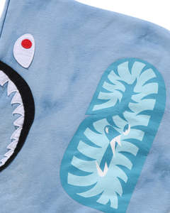 Sweat à capuche zippé tie-dye bleu pour homme, coupe oversize, décontracté, en molleton bouclette avec motif bouche de requin - Product Image 6