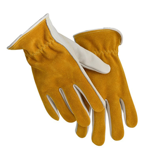 Gants de sécurité en cuir blanc et marron, résistants aux chocs, respirants, texture lisse, résistants à l'abrasion, antidérapants, avec manchette droite - Product Image 5