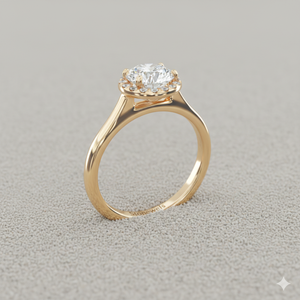 Bague de fiançailles Pav Diamond Halo en or avec certification et sertissage à griffes - Product Image 4