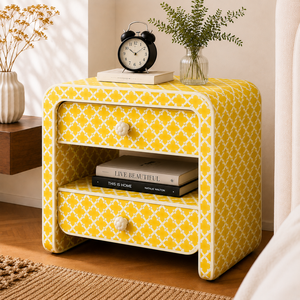 Luxury Handmade Resin Bone Inlay Nightstand With Drawers & Shelf <b>Bedside</b> End <b>Table</b> For Bedrooms Hotels & Premium Interiors - Product Image 4