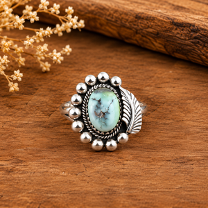 Anillo de diseño de racimo grande de turquesa hoja verde, hecho a mano, estilo bohemio occidental, joyería de piedras preciosas llamativa, anillo de moda ajustable - Product Image 4