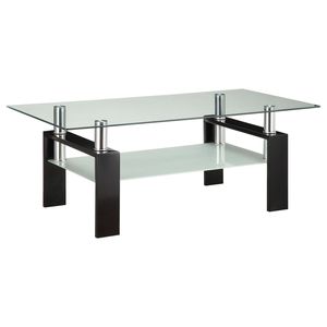 Tavolino da caffè rettangolare Moriah con 1 ripiano e piano in vetro nero - Product Image 2