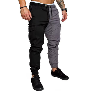 Men Color Blocked Cargo Joggers <b>Elastic</b> Waist Drawstring Multiple Pockets Casual Sweatpants Autumn Wear - Product Image 2