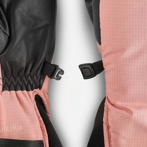 ถุงมือสกีฤดูหนาวแบบยูนิเซ็กซ์ Quechua ผ้าโพลีเอสเตอร์กันความร้อน สีชมพู-ดำ ปิดด้วยแถบตีนตุ๊กแก - Product Image 4