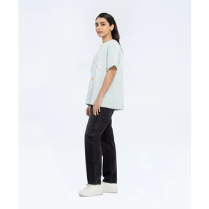 T-shirt décontracté en polyester et coton à col rond et manches courtes, imprimé, design personnalisable, logo personnalisé, respirant pour femme, été - Product Image 5