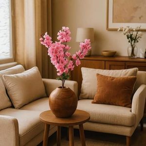 Handmade Modern Round Wooden Flower <b>Vase</b> Tabletop Decor for Home Office Hotel Gift - Product Image 2