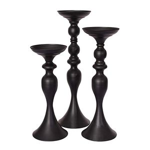 Ensemble de 3 chandeliers en laiton antique, porte-bougie en métal, support de bougie sur piédestal, centre de table de mariage - Product Image 2