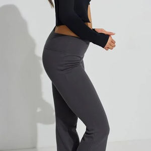 Pantalon de jogging évasé pour femme 100 % coton respirant, doux, ample, coupe droite large, en promotion - Product Image 5