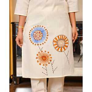 Ensemble décontracté Mahobia pour Kurta crème avec manches trois-quarts, taille XS, haut - Product Image 5