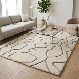 Alfombra de Lana Tufted de Lujo Personalizada, de Pelo Alto y Bajo, con Diseño Geométrico 3D, Precio de Fábrica al Por Mayor - Product Image 6