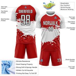 Conjunto de uniforme de fútbol para hombres, mujeres y jóvenes, kit completo de camiseta y pantalones cortos, material transpirable diseñado para el rendimiento en deportes de equipo. - Product Image 2