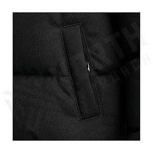 Hooded Quilted Waterproof <b>Bubble</b> Jacket Black Full Sleeve Winter Windproof Cotton Shell Knitted Fabric Polyester Filling Stand - Product Image 5