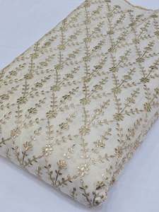 Premium Coding Embroidery Fabric Heavy Thread Work Georgette Designer Dress Material <b>African</b> Party Wear Bridal Fashion Textile - Product Image 1