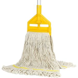 Mop in Cotone Resistente per Uso Commerciale con Manico Lungo e Corda ad Anello per Pulizie Umide - Per Casa, Garage, Ufficio o Officina - Product Image 1