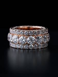 Anillo de Diamantes Cultivados en Laboratorio en Oro Rosa, Corte Brillante Redondo, Ajustable, Joyería para Aniversario de Bodas para Mujer - Product Image 1