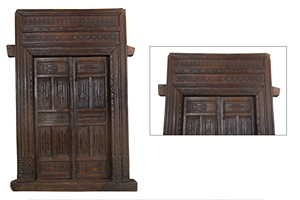 Puerta de Madera Maciza Tallada a Mano Haswani Handicrafts con Marco, Estilo Antiguo Tradicional, Puerta de Entrada de Doble Panel - Product Image 3