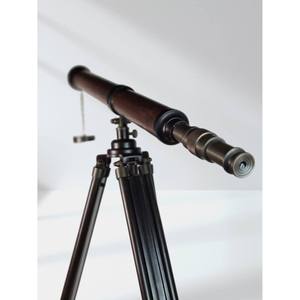 Télescope antique en laiton sur trépied en bois, style astronomique rétro, télescope nautique vintage décoratif pour la maison - Product Image 6