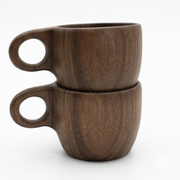 Mug à café Kuksa en bois de teck naturel écologique, fait à la main, poignée ergonomique, portable, pour le camping en plein air, fête, style nordique, 200 ml