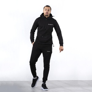 Unisex Custom Logo Cotton Training <b>Jogger</b> <b>Set</b> <b>Plus</b> <b>Size</b> Solid Black Fleece Sweat Suits Winter Brand Tracksuits Men Women - Product Image 3