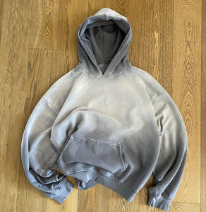 Sudadera con capucha unisex extragrande de algodón grueso, ecológica, con efecto deslavado al sol y lavado ácido, para hombre, OEM, venta al por mayor - Product Image 4