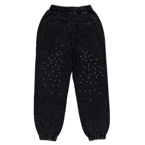 Ensemble de survêtement d'hiver à capuche avec strass, deux pièces, veste zippée et pantalon assorti, motif uni, décontracté - Product Image 2