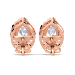 IGI Certified Lab Grown Diamond Marquise Cut Halo Stud <b>Earrings</b> 9KT <b>Gold</b> Vintage Halo Diamond Studs - Product Image 3