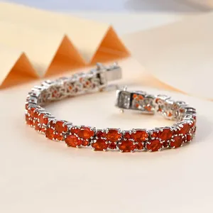Silver Plated Tennis <b>Bracelet</b> Women's <b>Red</b> Crystal Rhinestone Channel Setting Classic Style Fashion Jewelry Gift - Product Image 3
