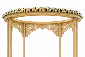 Mandap de Boda de Madera con Dos Pilares de Tendencia, Último Modelo de Mandap para Bodas al Aire Libre, Mandap con Gran Corona para Bodas en Destino en Australia - Product Image 5