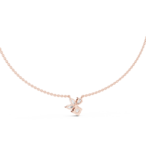 Collar con Colgante de Diamante Floral en Oro Rosa de 18K, Diamante Cultivado en Laboratorio, Joyería Minimalista con Cadena de Piedras Marquise y Redondas - Product Image 5