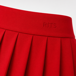 Minifalda Roja Plisada para Mujer RITS, Cintura Alta, Estampada, Tejido Transpirable Antiarrugas de Secado Rápido, Spandex/Poliéster, con Bolsillos - Product Image 3