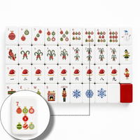 Ensemble de Mahjong Américain de Luxe Moderne, Tuiles Acryliques Rouge Noël de 1,25 Pouce à 4 Couches, 160 Pièces, Motif Flocon de Neige Festif, Gravure Laser, Portable