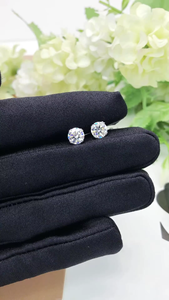 Round Brilliant Cut Diamond Earrings Women's Classic Wedding Jewelry G Color LAB GROWN Stone <b>Silver</b> <b>Studs</b> - Product Image 6