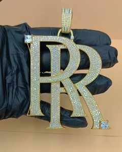 Pendentif personnalisé Iced Out avec nom, bijoux hip hop, pendentif en argent 925, pendentif double lettre R, pendentif initiales, pour cadeaux d'anniversaire - Product Image 5