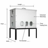 Station d'alimentation amovible pour volailles JH-Mech, sans gaspillage, 40 lb, 6 ports, grande capacité, mangeoire et abreuvoir en métal galvanisé pour poulets