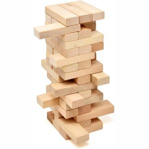 Jeu de construction de tours en blocs de bois classique fait main, jeu de tour instable pour les fêtes, jouet éducatif pour enfants et adultes, jeu de blocs en bois - Product Image 2
