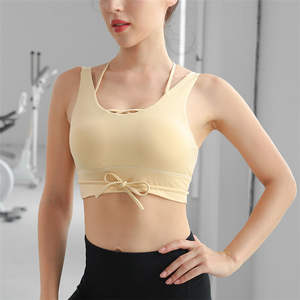 Sujetador deportivo acolchado con tiras cruzadas en la espalda para mujer, 80% nailon, 20% elastano, top transpirable para gimnasio y yoga - Product Image 6