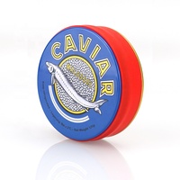 Boîte de conserve ronde personnalisée pour caviar, en fer blanc de qualité alimentaire, emballage métallique de luxe vide pour caviar, logo personnalisé, OEM, ODM, vente en gros