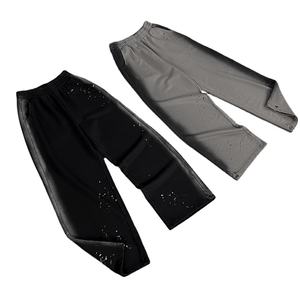 PRO ENTERPRISES Pantalon de survêtement pour homme, style urbain, coupe droite, jambe large, ample et oversize, délavé clair, taille haute élastique, en tissu épais - Product Image 1