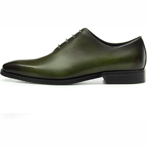 Zapatos Oxford Unisex de Cuero Genuino Verde Oliva con Punta Puntiaguda y Cordones, Zapatos de Vestir para Oficina y Carrera, con Plataforma para Aumentar la Altura, Diseño a Cuadros, para Invierno - Product Image 2