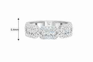 แหวนทองคำแท้ 14K ชุบโรเดียม ดีไซน์คลาสสิกสำหรับผู้หญิง ประดับเพชรทรงกลมเจียระไนบริลเลียนท์ 55 เม็ด น้ำหนักรวม 0.80 กะรัต - Product Image 2