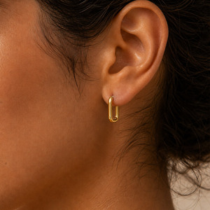 Mini u Shape Square Tube <b>Huggie</b> Geometric Fine Hoop Earrings - Product Image 5