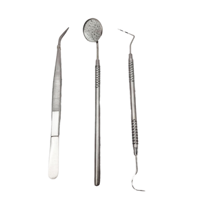 Kit de Higiene Dental Manual, Removedor de Placa de Acero, Raspador de Sarro, Sonda, Pinzas, Empuñadura Ergonómica, Cuero Negro, CE Dentavex Clase I - Product Image 3