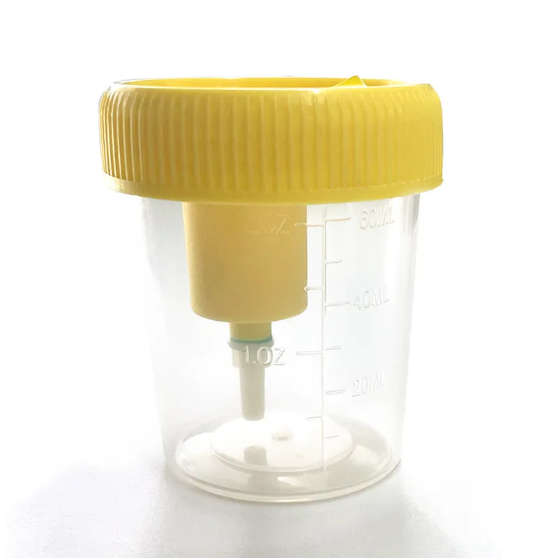 滅菌サンプル標本ボトルカップ60mlサイズ尿収集容器ラベル付き滅菌尿容器中国メーカー