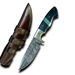 Couteau à lame fixe en acier Damas fait main, personnalisé, vente en gros, OEM/ODM, pour la chasse, le camping, la survie, la pêche, le bricolage - Product Image 1