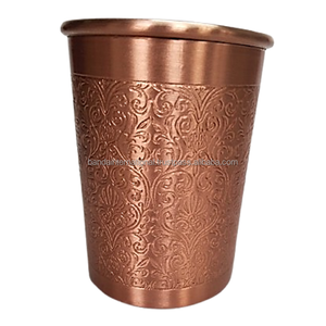 Verre à boire en cuivre pur gravé, finition noire et polie, pour la consommation et la cuisine, gobelet en cuivre anti-fuite - Product Image 5