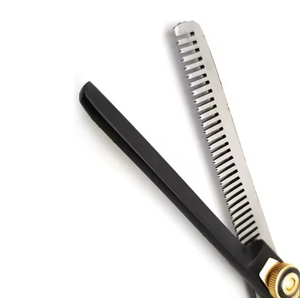 Kit de coiffure professionnel en acier inoxydable poli miroir avec ciseaux à effiler, ciseaux de coiffure et rasoir, avec peigne, en vente - Product Image 5