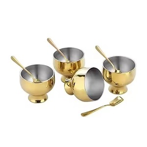 Tazón de Postre de Metal Reutilizable, Taza de Helado de Acero Inoxidable para Uso Familiar, en Cocina, Hotel y Restaurante - Product Image 1