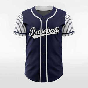 เสื้อเบสบอลทีมสั่งทำพิเศษ ผ้าโพลีเอสเตอร์ 100% ระบายอากาศได้ดี ไซส์ผู้ใหญ่ สีกรมท่า ลายทางสีขาว ระบายอากาศได้ดี ติดกระดุมด้านหน้า เหมาะสำหรับใส่เป็นทีม - Product Image 4